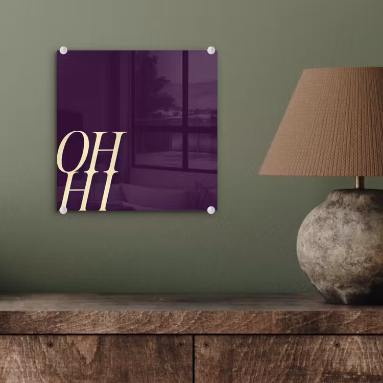Oh hi - Paars - Cursief plexiglas 5mm klein -sfeer3