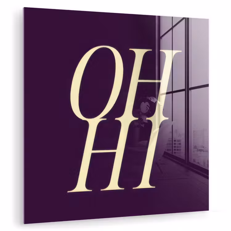 Oh hi - Paars - Minimalistisch plexiglas 5mm klein -zzzproduct_nieuw