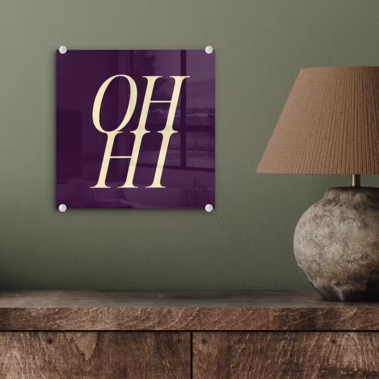 Oh hi - Paars - Minimalistisch plexiglas 5mm klein -sfeer3