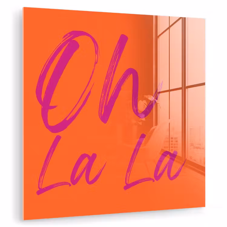 Oh la la - Oranje - Roze - Grafisch plexiglas 5mm klein -zzzproduct_nieuw