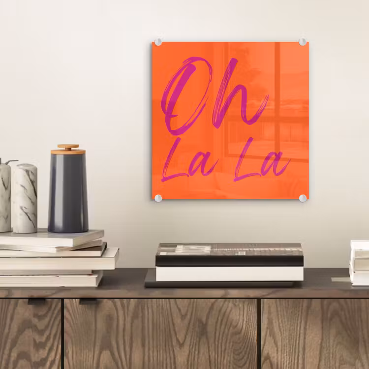 Oh la la - Oranje - Roze - Grafisch plexiglas 5mm klein -sfeer1