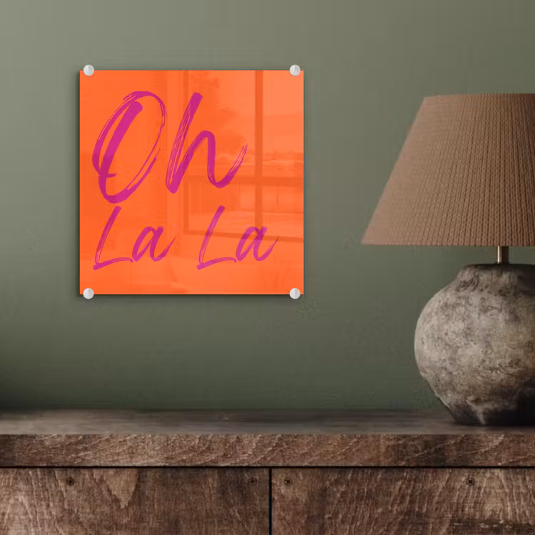 Oh la la - Oranje - Roze - Grafisch plexiglas 5mm klein -sfeer3