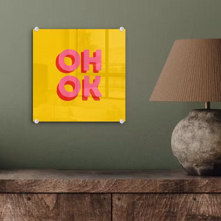 Oh ok - 3D - Geel - Roze plexiglas 5mm klein -sfeer3