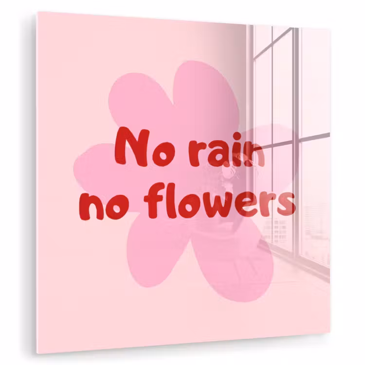 No rain no flowers - Bloem - Roze plexiglas 5mm klein -zzzproduct_nieuw
