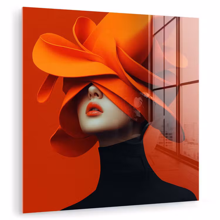 Oranje - Hoed - Vrouw plexiglas 5mm klein -zzzproduct_nieuw