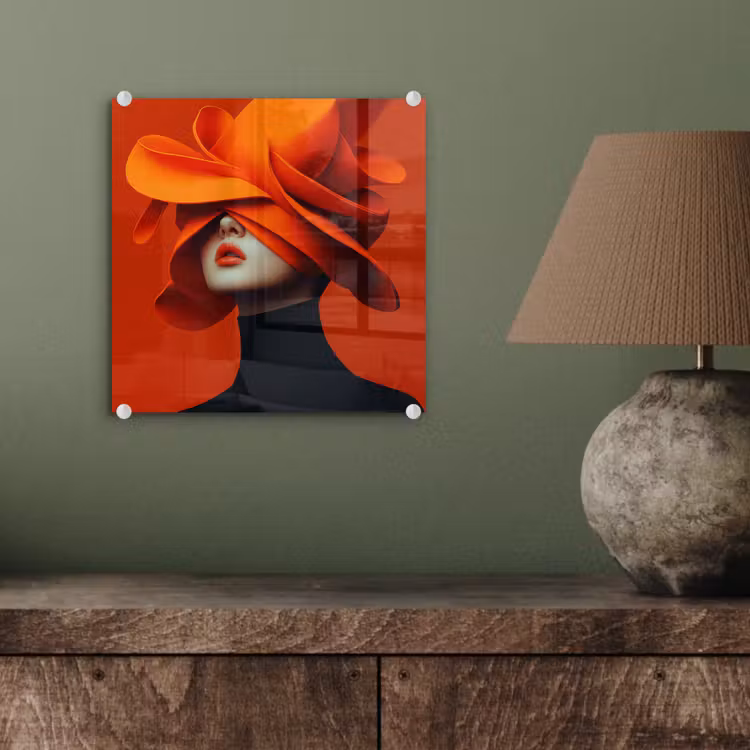 Oranje - Hoed - Vrouw plexiglas 5mm klein -sfeer3