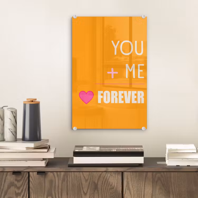 Oranje - Love - Valentijn plexiglas 5mm klein -sfeer1