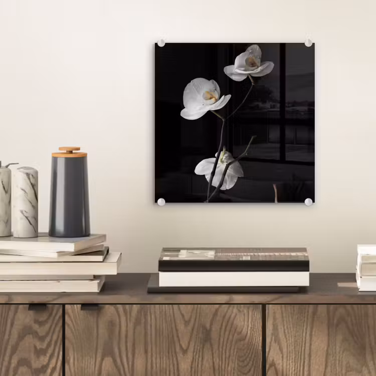Orchidee - Bloemen - Zwart - Wit - Stilleven plexiglas 5mm klein -sfeer1