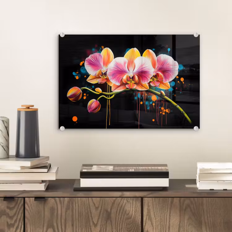 Orchidee - Graffiti - Kleurrijk - Bloemen - Abstract plexiglas 5mm klein -sfeer1