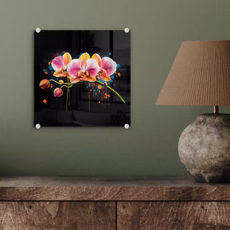 Orchidee - Graffiti - Kleurrijk - Bloemen - Abstract plexiglas 5mm klein -sfeer3