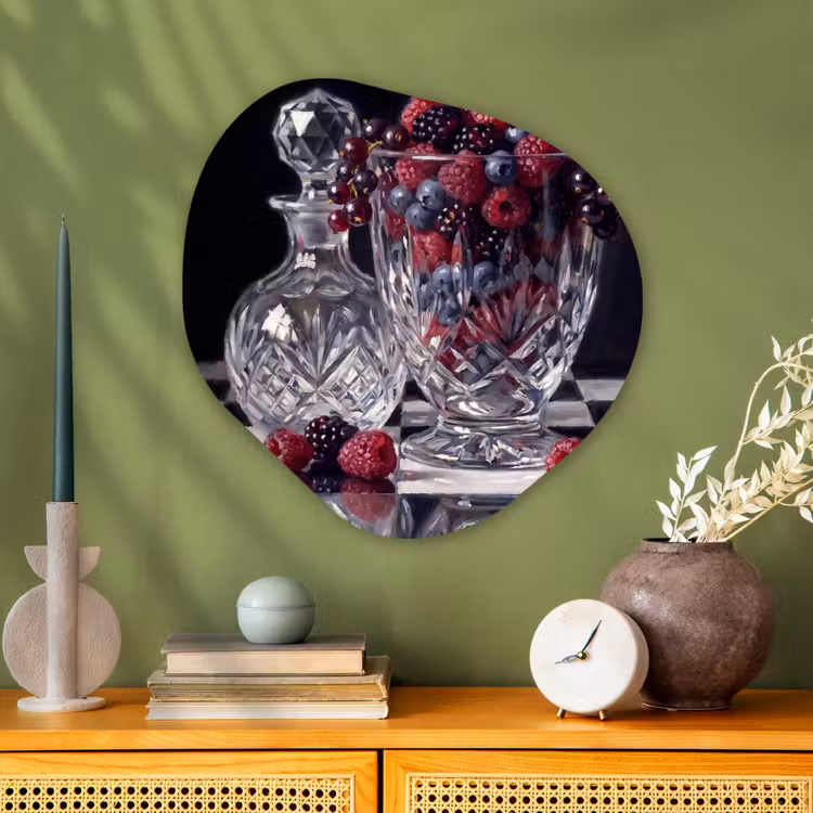 Glasbild Organische Form - Beeren – Kristall – Stillleben — 2