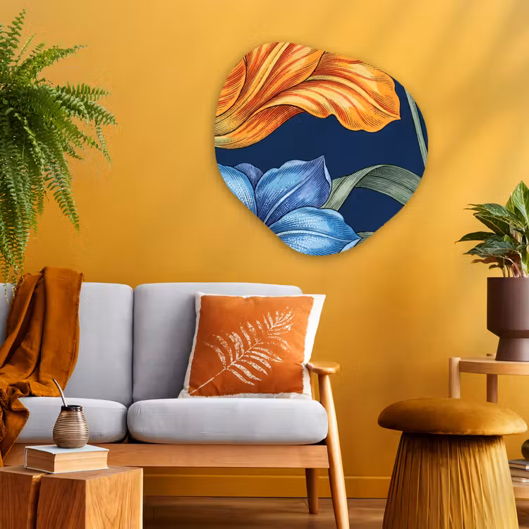 Glasbild Organische Form - Blumen – Botanik – Muster - Bloemen - Botanisch - Patroon Wandcirkel Organisch Plexiglas middel