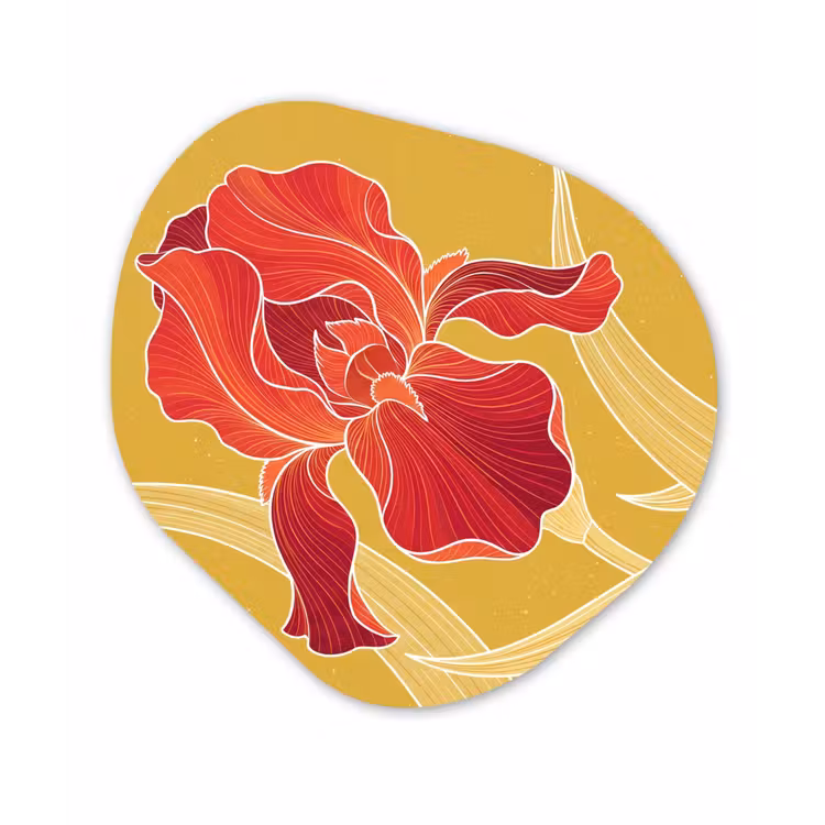 Glasbild Organische Form - Blumen – Illustration – Rot - Bloemen - Illustratie - Rood Wandcirkel Organisch Plexiglas middel