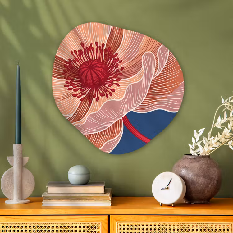 Glasbild Organische Form - Blumen – Modern – Abstrakt - Bloemen - Modern - Abstract Wandcirkel Organisch Plexiglas middel