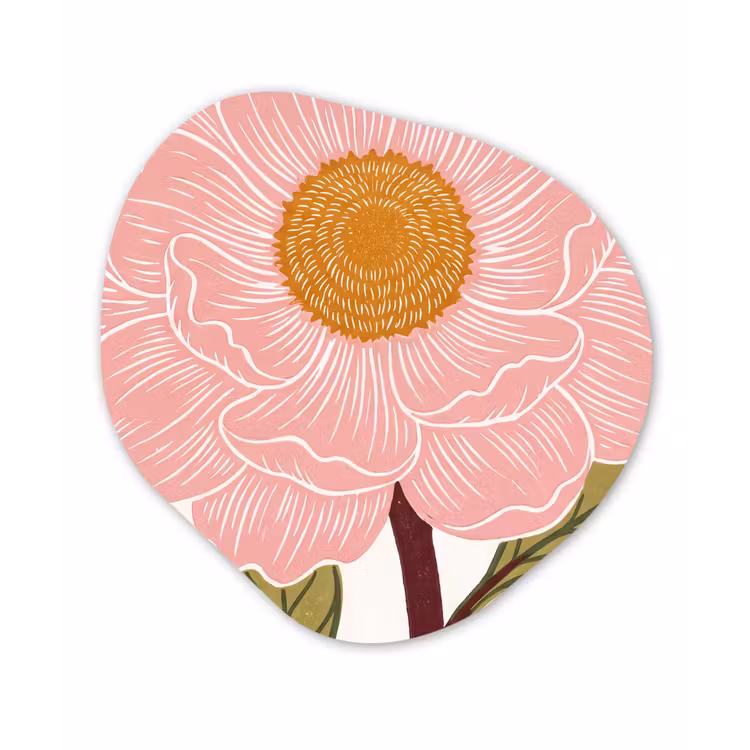 Glasbild Organische Form - Blumen – Rosa – Illustration - Bloemen - Roze - Illustratie Wandcirkel Organisch Plexiglas middel