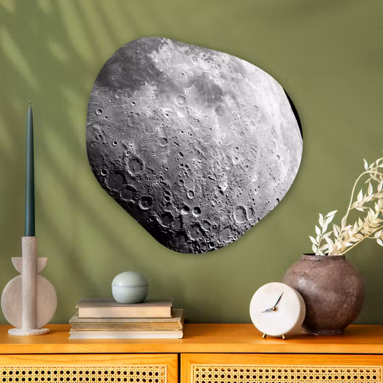 Glasbild Organische Form - Mond – Krater – Weltraum - Maan - Kraters - Ruimte Wandcirkel Organisch Plexiglas middel