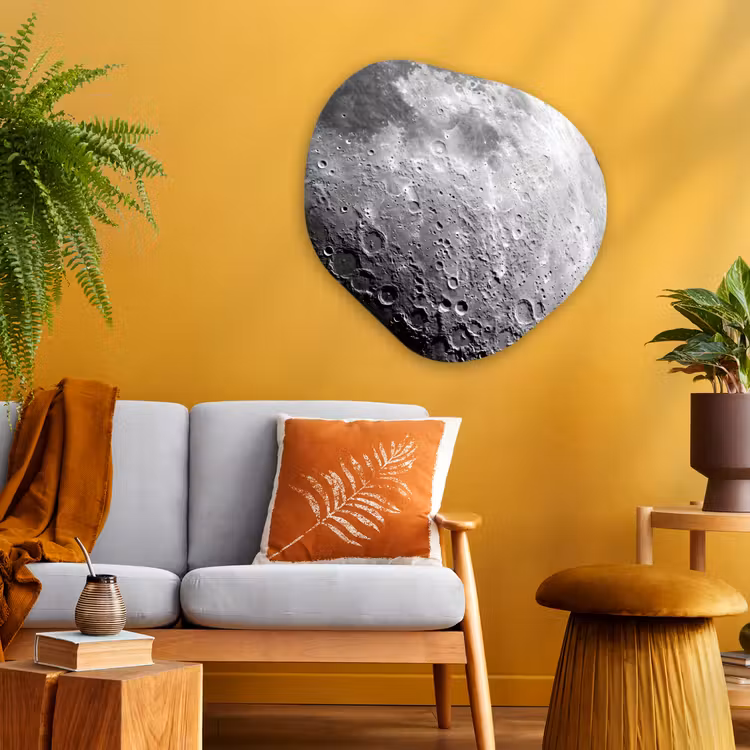 Glasbild Organische Form - Mond – Krater – Weltraum - Maan - Kraters - Ruimte Wandcirkel Organisch Plexiglas middel