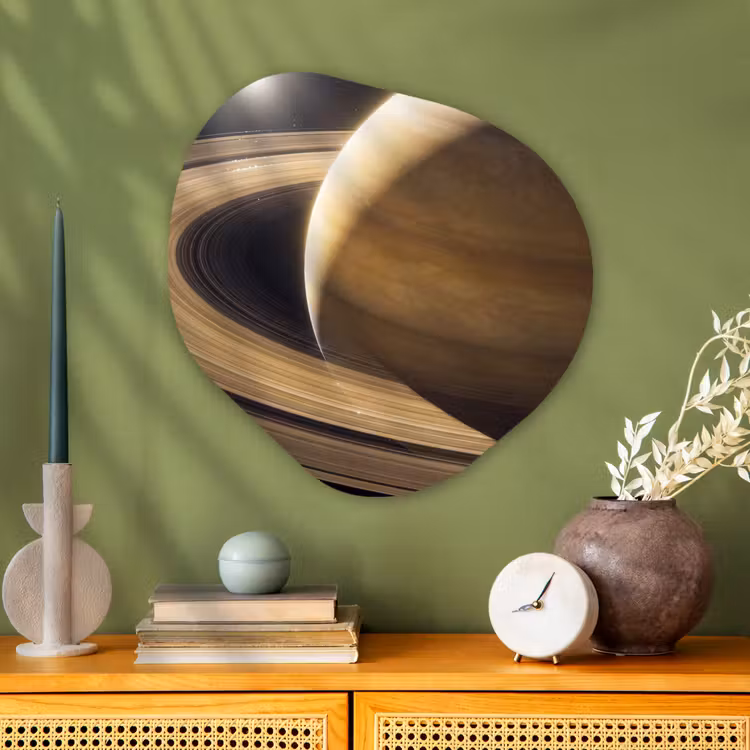 Glasbild Organische Form - Planet – Ringe – Weltraum - Planeet - Ringen - Ruimte Wandcirkel Organisch Plexiglas middel