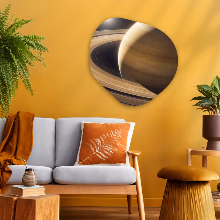 Glasbild Organische Form - Planet – Ringe – Weltraum - Planeet - Ringen - Ruimte Wandcirkel Organisch Plexiglas middel