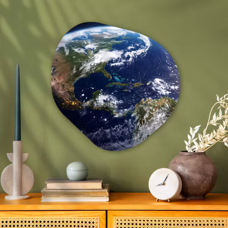 Glasbild Organische Form - Planet – Weltraum – Kosmos - Planeet - Ruimte - Kosmos Wandcirkel Organisch Plexiglas middel