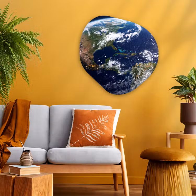 Glasbild Organische Form - Planet – Weltraum – Kosmos - Planeet - Ruimte - Kosmos Wandcirkel Organisch Plexiglas middel