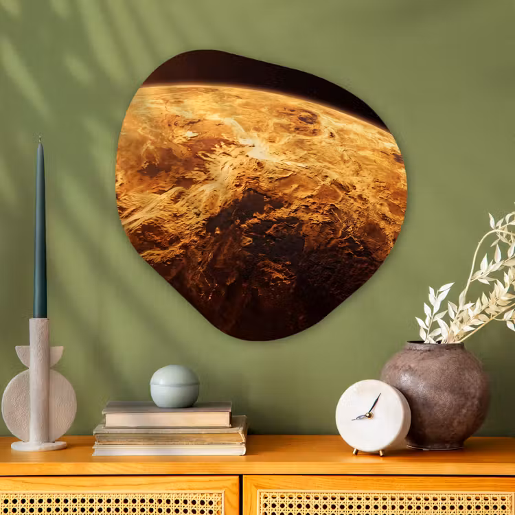 Glasbild Organische Form - Planet – Weltraum – Orange - Planeet - Ruimte - Oranje Wandcirkel Organisch Plexiglas middel