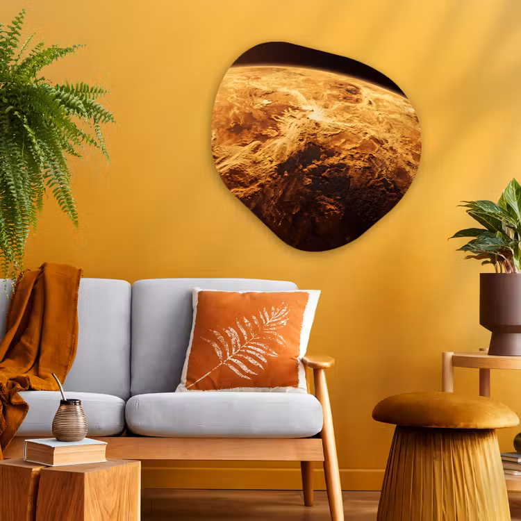 Glasbild Organische Form - Planet – Weltraum – Orange - Planeet - Ruimte - Oranje Wandcirkel Organisch Plexiglas middel