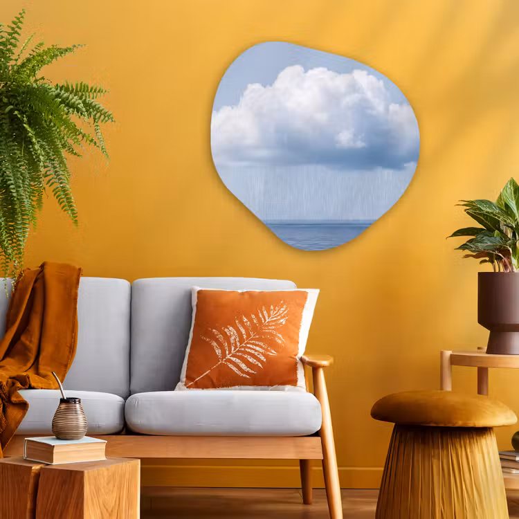 Glasbild Organische Form - Wolke – Regen – Natur - Wolk - Regen - Natuur Wandcirkel Organisch Plexiglas middel