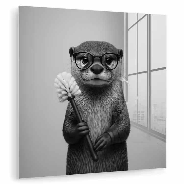 Otter - Wc-borstel - Bril - Zwart - Wit plexiglas 5mm klein -zzzproduct_nieuw