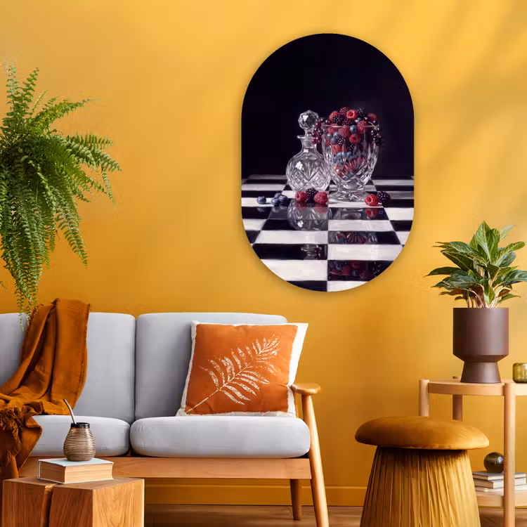 Glasbild Oval - Beeren – Kristall – Stillleben - Bessen - Kristal - Stilleven Wandcirkel Ovaal Glas middel