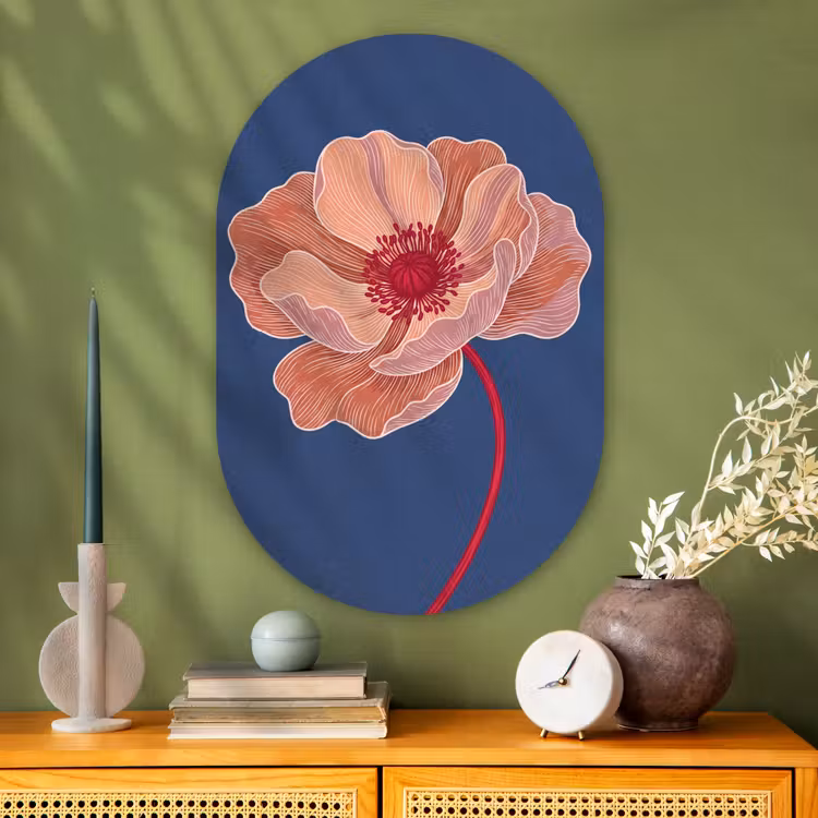 Glasbild Oval - Blumen – Modern – Abstrakt - Bloemen - Modern - Abstract Wandcirkel Ovaal Glas middel