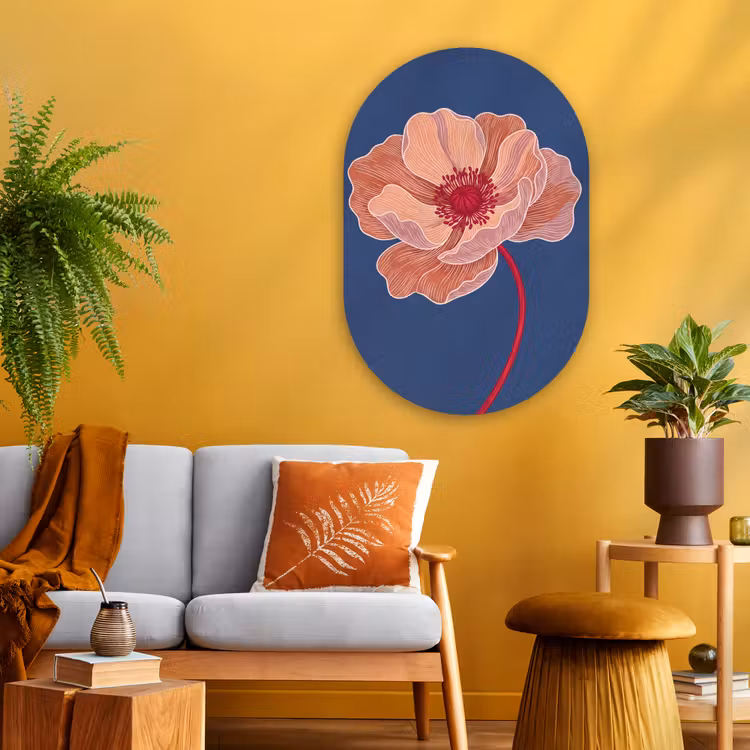 Glasbild Oval - Blumen – Modern – Abstrakt - Bloemen - Modern - Abstract Wandcirkel Ovaal Glas middel