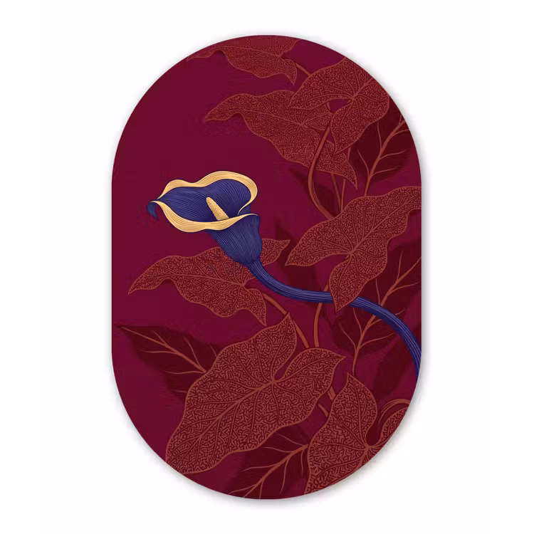 Glasbild Oval - Blumen – Modern – Lila - Bloemen - Modern - Paars Wandcirkel Ovaal Glas middel