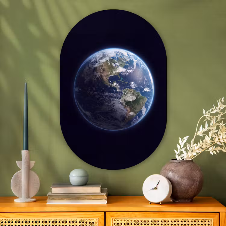 Glasbild Oval - Erde – Weltraum – Kosmos - Aarde - Ruimte - Kosmos Wandcirkel Ovaal Glas middel