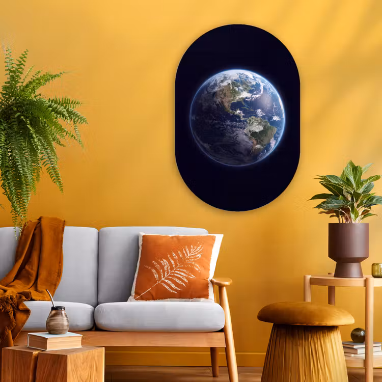 Glasbild Oval - Erde – Weltraum – Kosmos - Aarde - Ruimte - Kosmos Wandcirkel Ovaal Glas middel