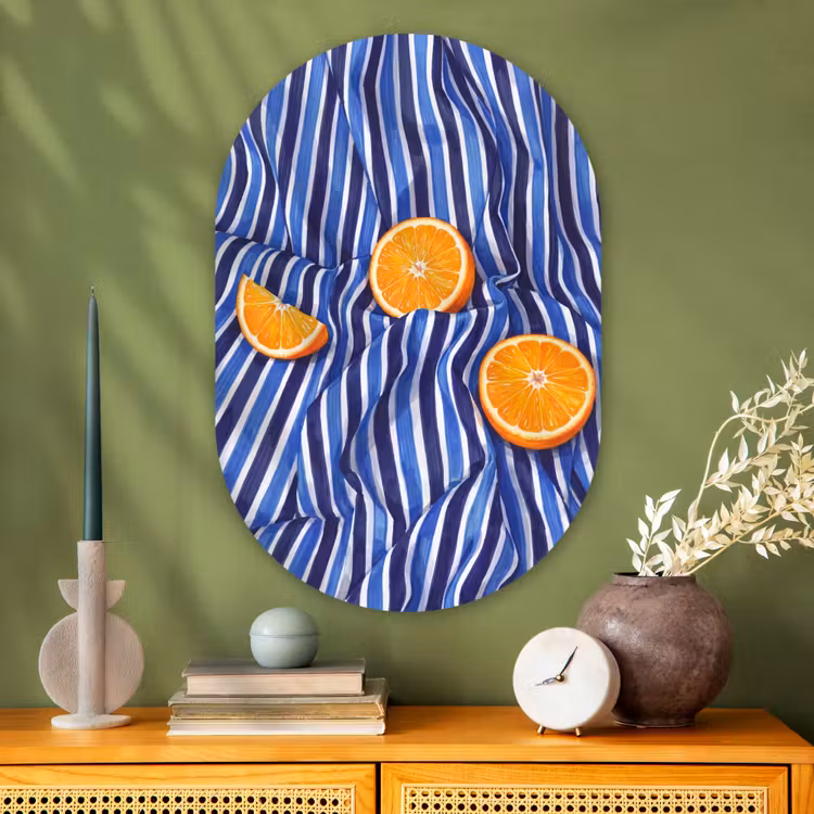 Glasbild Oval - Essen – Obst – Orange - Eten - Fruit - Oranje Wandcirkel Ovaal Glas middel