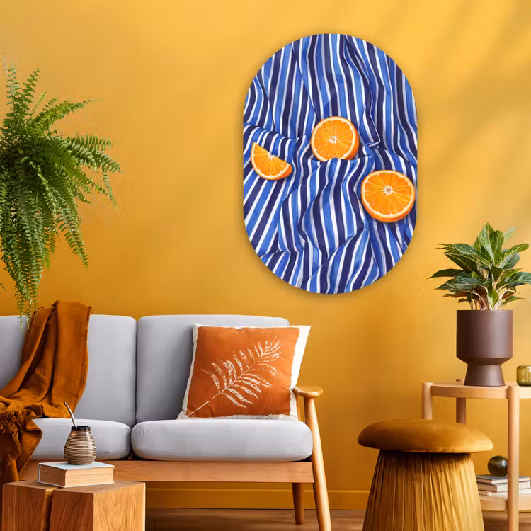 Glasbild Oval - Essen – Obst – Orange - Eten - Fruit - Oranje Wandcirkel Ovaal Glas middel