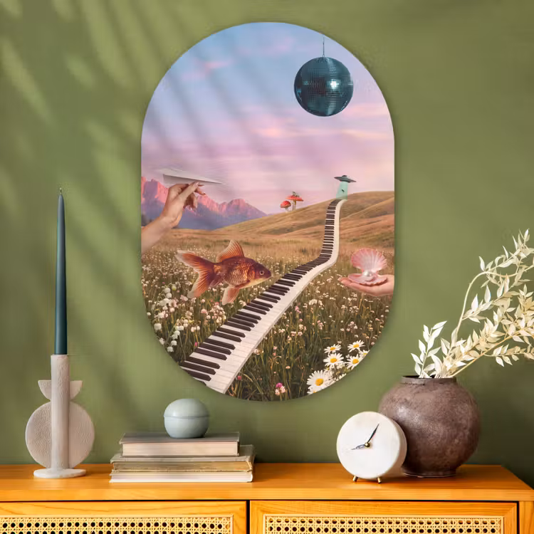 Glasbild Oval - Fisch – Natur – Abstrakt - Vis - Natuur - Abstract Wandcirkel Ovaal Glas middel