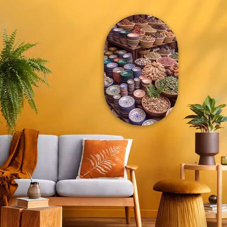 Glasbild Oval - Keramik – Orientalisch – Farbenfroh - Aardewerk - Oosters - Kleurrijk Wandcirkel Ovaal Glas middel