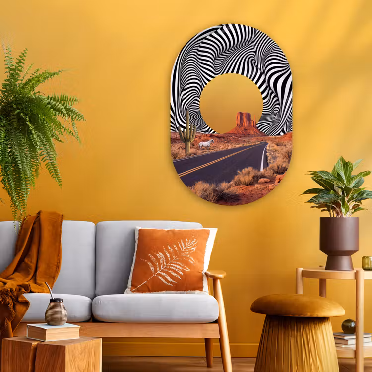 Glasbild Oval - Pferd – Wüste – Natur - Paard - Woestijn - Natuur Wandcirkel Ovaal Glas middel