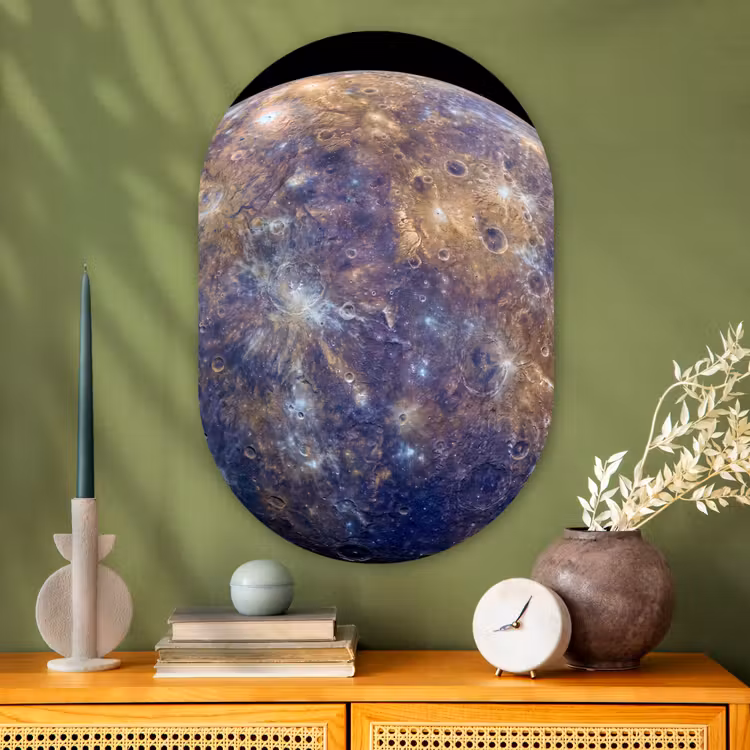 Glasbild Oval - Planet – Krater – Weltraum - Planeet - Kraters - Ruimte Wandcirkel Ovaal Glas middel