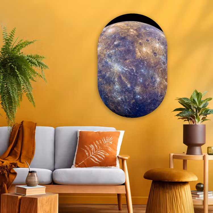 Glasbild Oval - Planet – Krater – Weltraum - Planeet - Kraters - Ruimte Wandcirkel Ovaal Glas middel