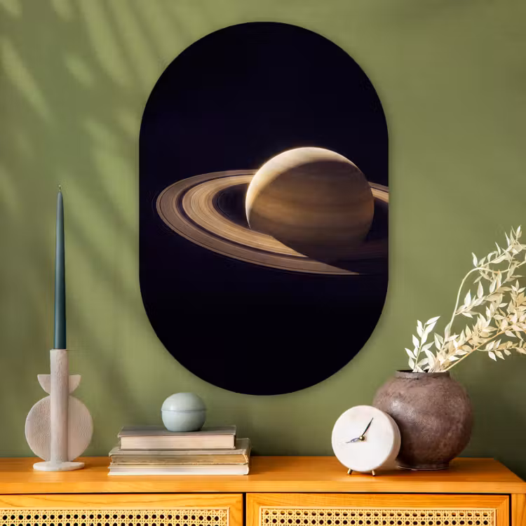 Glasbild Oval - Planet – Ringe – Weltraum - Planeet - Ringen - Ruimte Wandcirkel Ovaal Glas middel