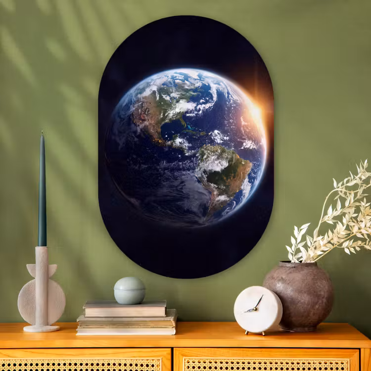 Glasbild Oval - Planet – Weltraum – Kosmos - Planeet - Ruimte - Kosmos Wandcirkel Ovaal Glas middel