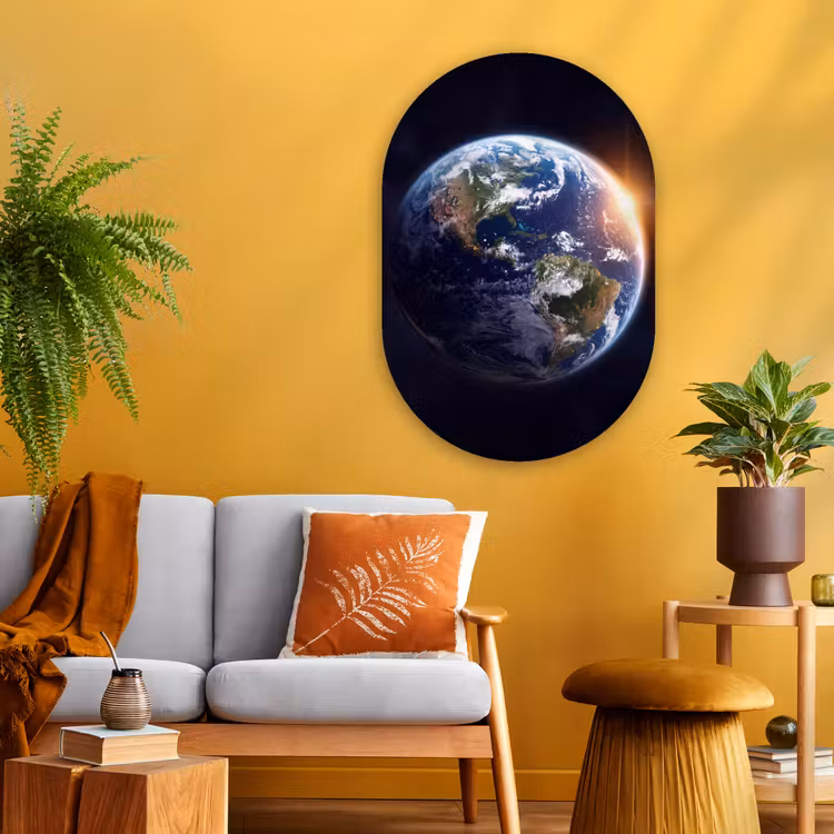 Glasbild Oval - Planet – Weltraum – Kosmos - Planeet - Ruimte - Kosmos Wandcirkel Ovaal Glas middel