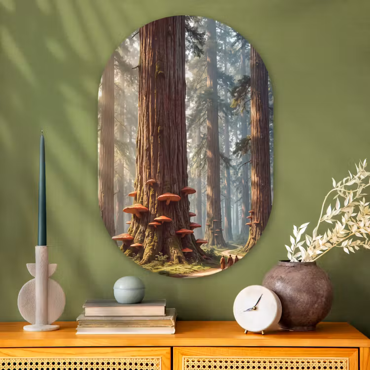 Glasbild Oval - Wald – Bäume – Natur - Bos - Bomen - Natuur Wandcirkel Ovaal Glas middel