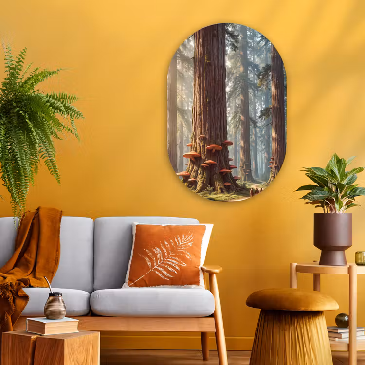 Glasbild Oval - Wald – Bäume – Natur - Bos - Bomen - Natuur Wandcirkel Ovaal Glas middel