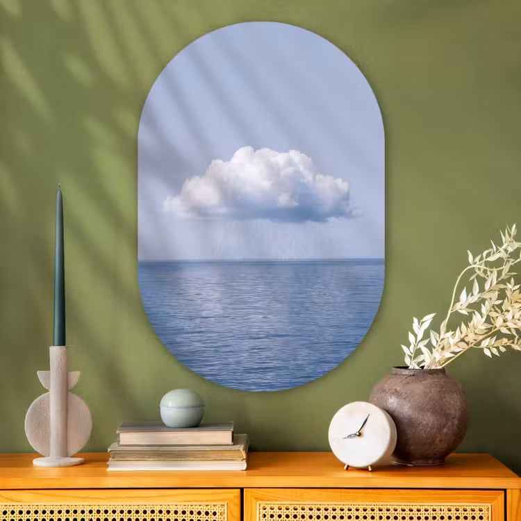 Glasbild Oval - Wolke – Regen – Natur - Wolk - Regen - Natuur Wandcirkel Ovaal Glas middel