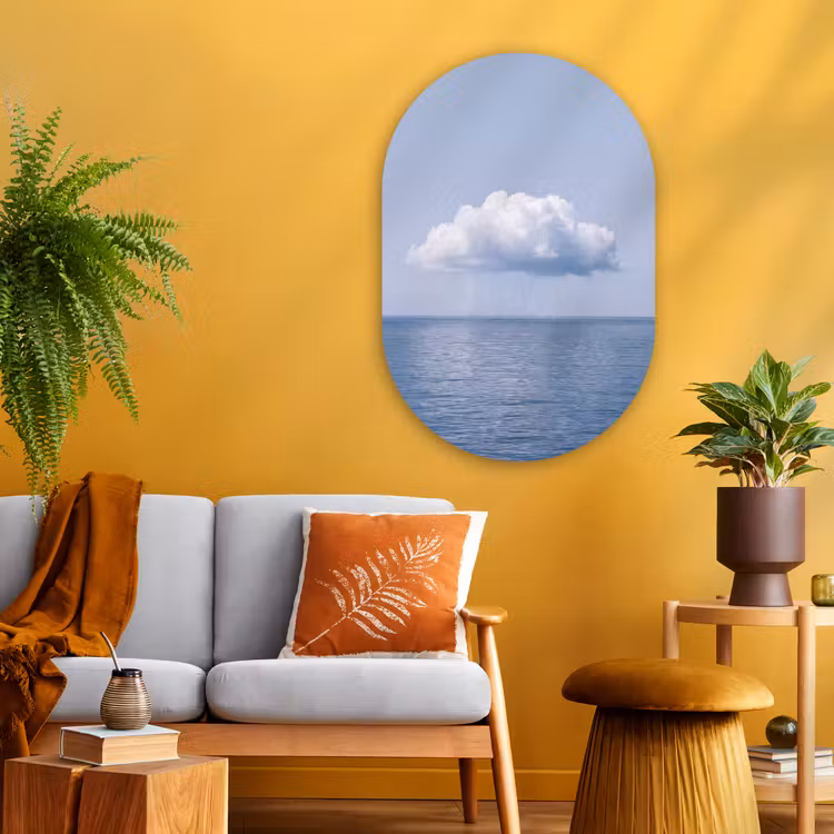 Glasbild Oval - Wolke – Regen – Natur - Wolk - Regen - Natuur Wandcirkel Ovaal Glas middel