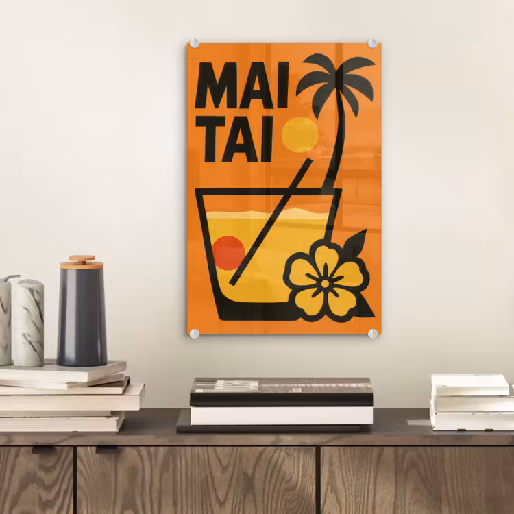 Palmboom - Bloem - Art - Drink plexiglas 5mm klein -sfeer1
